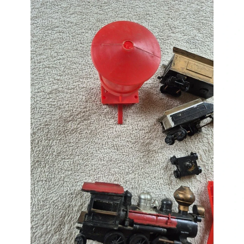 Vintage Plastic Toy Train Lot Steam Locomotives Cars Accessories Parts Repair
